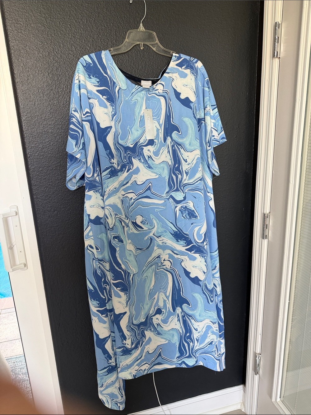 Chico's Swirl-Print Blue and White Midi Dress